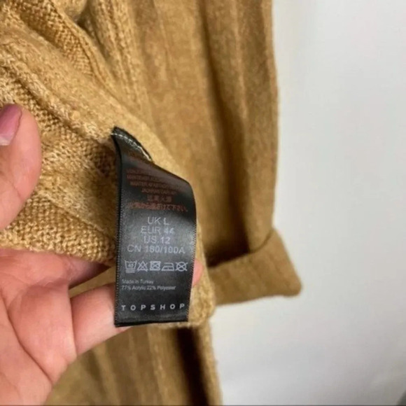 NEW TOPSHOP Oversized Ribbed Open Front Cardigan Sweater Camel Women's Size 12 - Picture 7 of 12